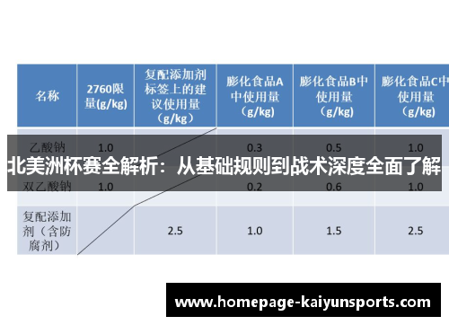 北美洲杯赛全解析：从基础规则到战术深度全面了解